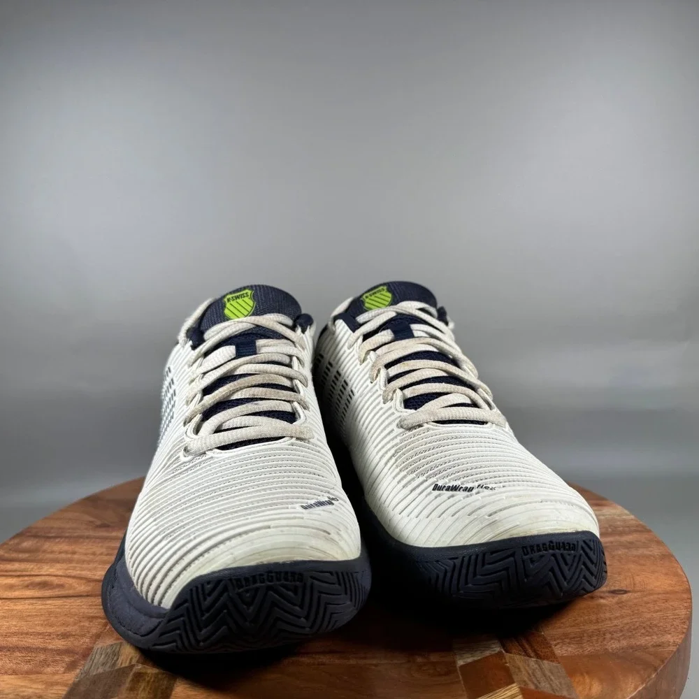 K-Swiss Hypercourt Supreme Mens Tennis Shoes White Black Neon 06613-177-M Size 9